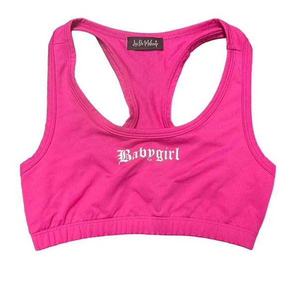 Les Do Makeup Barbie Hot Pink “Babygirl” Racerback Workout Tank Bra Size Small - Picture 1 of 4